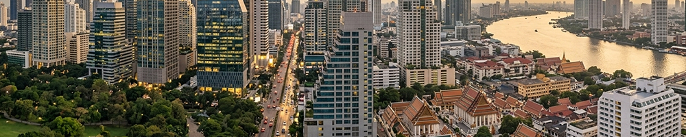 Bangkok city skyline near Silom