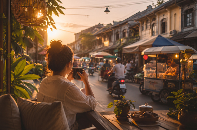Silom neighborhood street scene