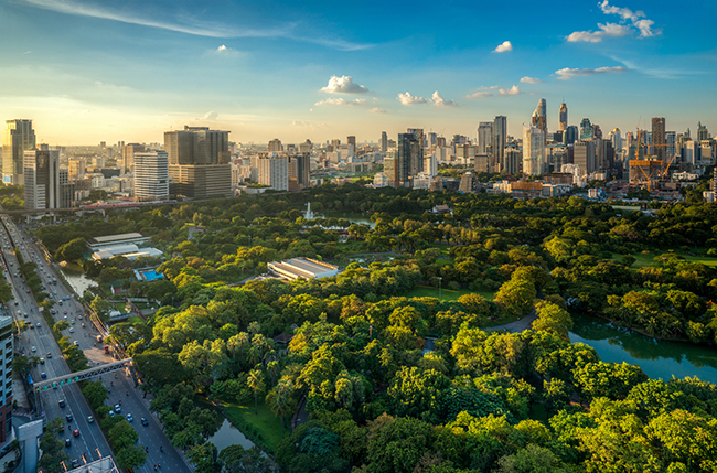 Aerial view of Lumpini Park, Bangkok